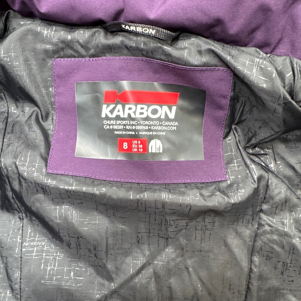 Karbon Puffer Jacket Women's 8 Purple Insulated Hooded Snowboard Thermal Canada - Picture 6 of 7